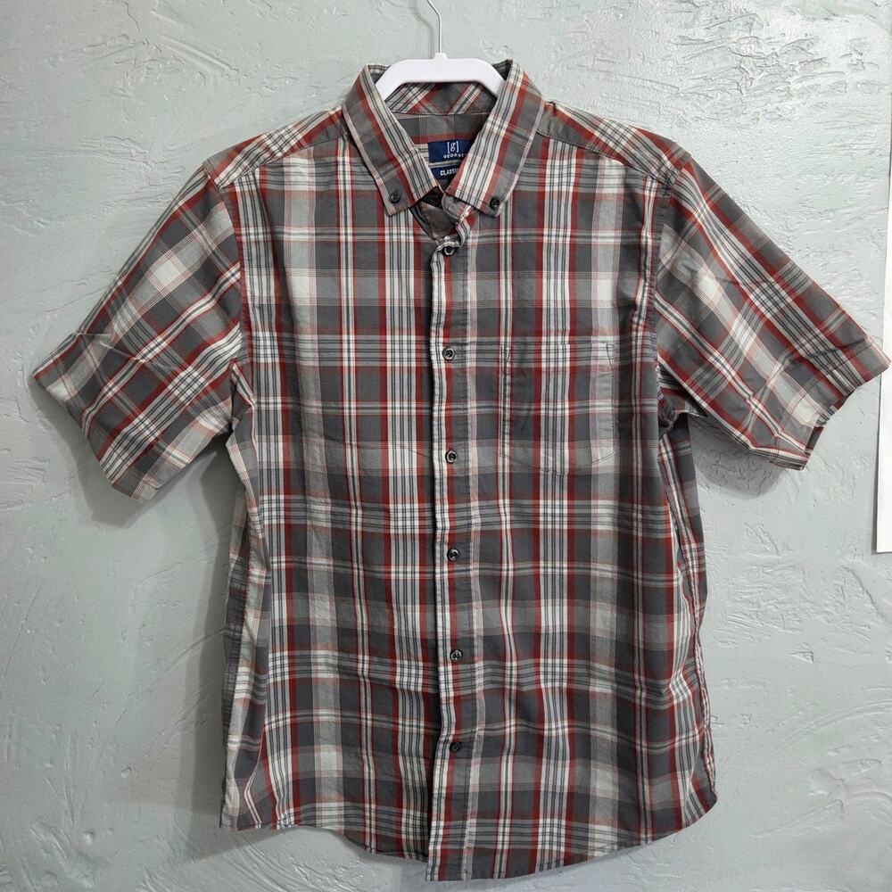 George Men's Classic Fit Short Sleeve Button Front Casual Wear Shirt size M